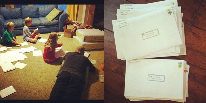 stuffing Christmas cards
