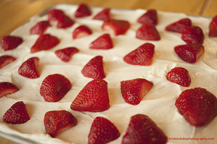strawberry cream cake with fresh strawberries