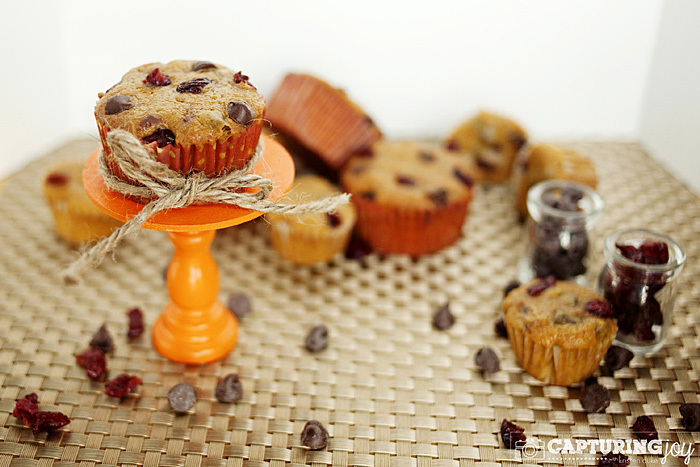 pumpkin cranberry muffins with chocolate chips