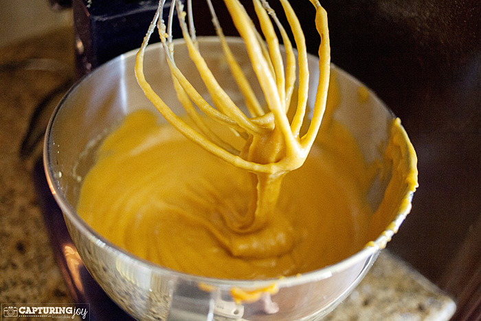 Mixing bowl with muffin batter.