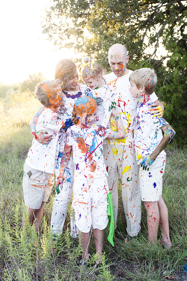 family photography paint fight