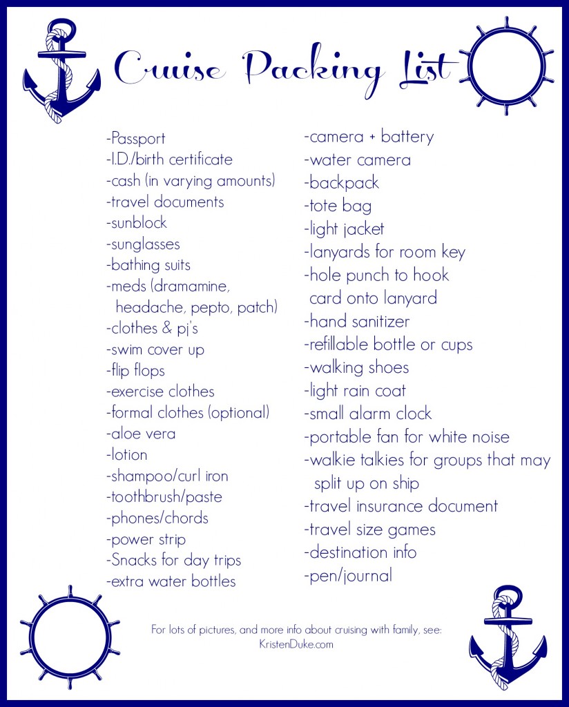 Cruise Packing List 2