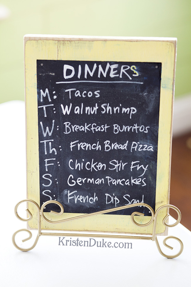Family Meal Plan Chalkboard