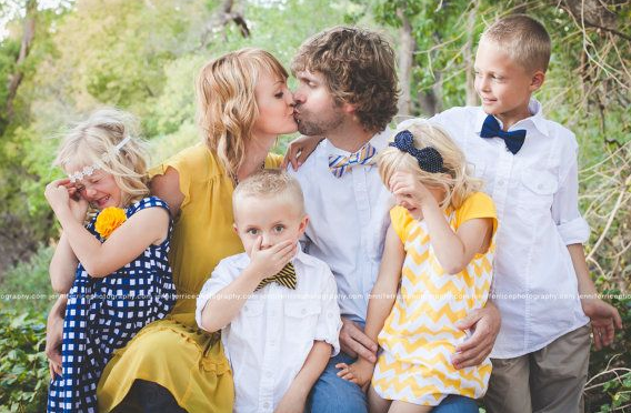 yellow and blue family pictures