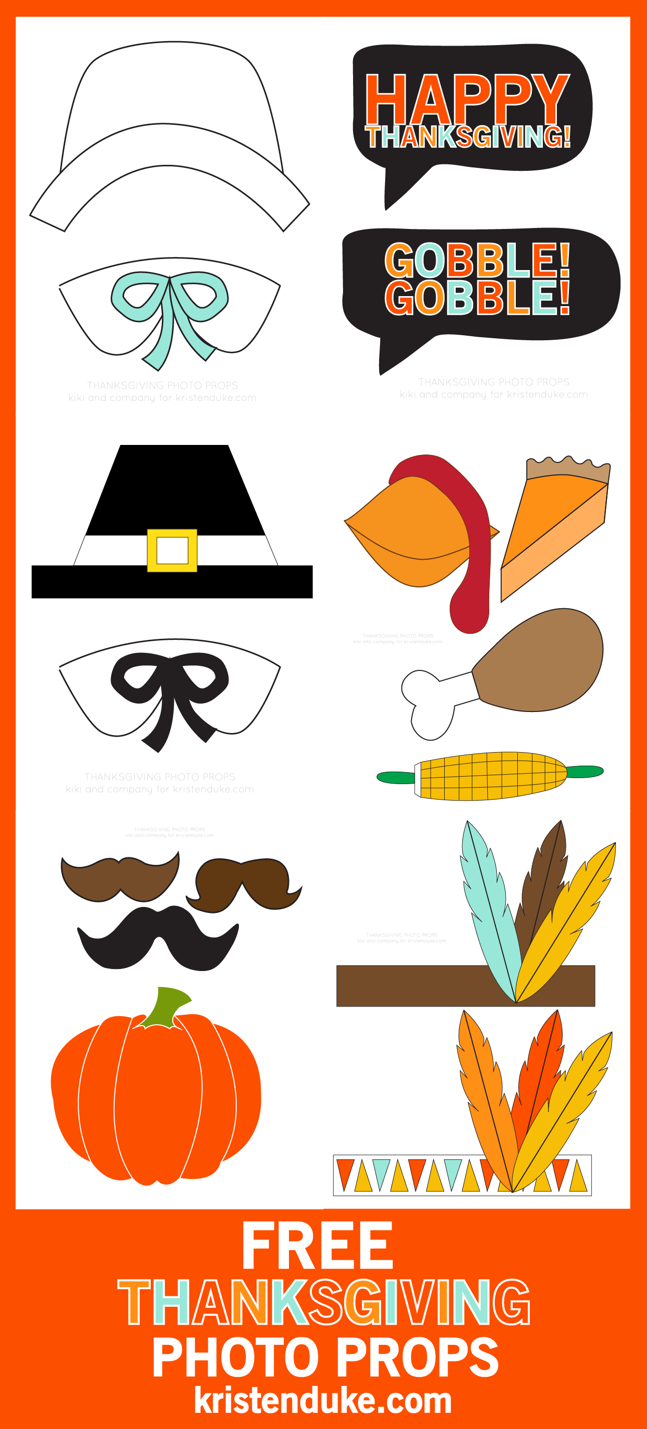 Thanksgiving Photo Booth Props Free Printables