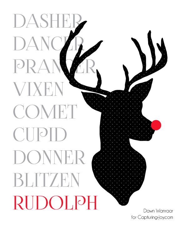 FREE Patterned Reindeer Printables in 4 design options and 2 sizes!