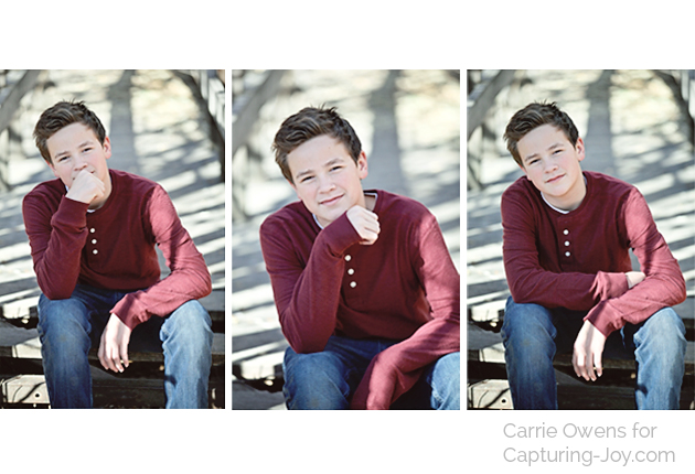 Collage of three images of teenage boy by Sandy Utah photographer Carrie Owens