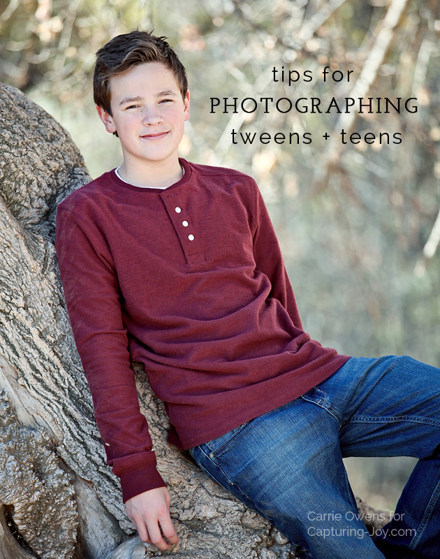 tips for photographinng teens and tweens by Salt Lake City Utah photographer Carrie Owens