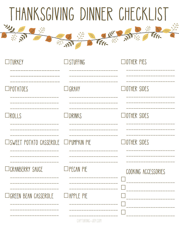 Thanksgiving Checklist 