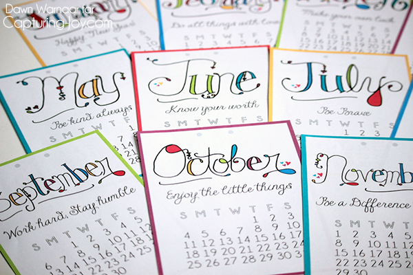Free 2015 Printable Mini Calendar with a different motivational message each month!