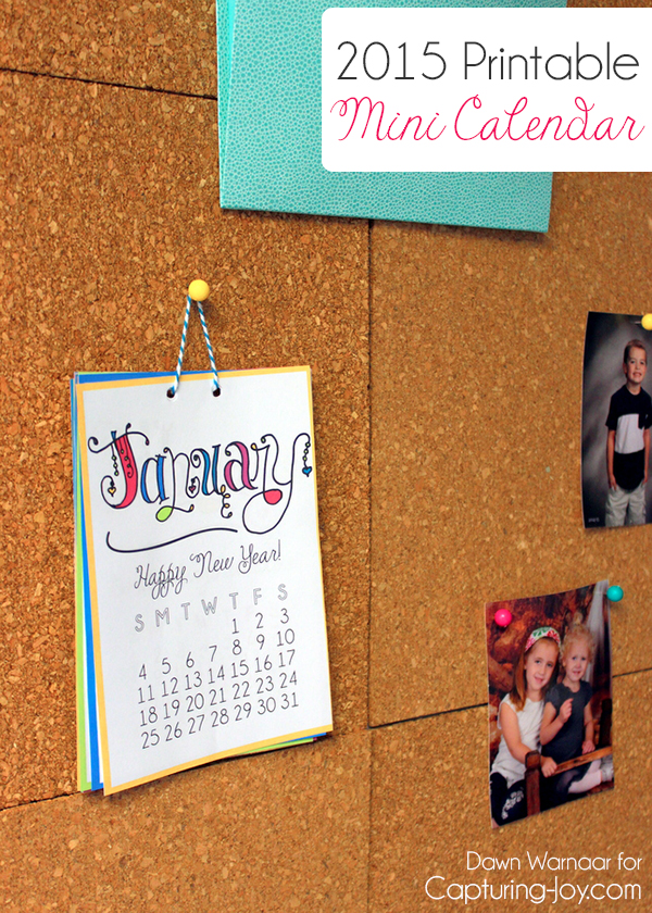 Free 2015 Printable Mini Calendar with a different motivational message each month!