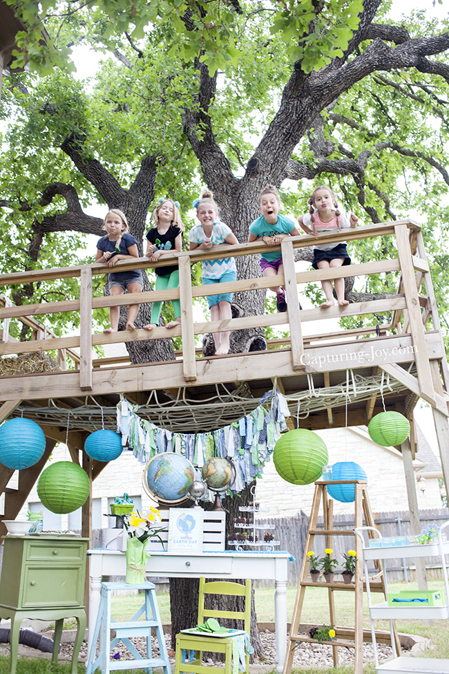Earth Day Party Guests in Treehouse