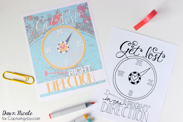 Get Lost in the Right Direction Free Coloring Page + Print | capturing-joy.com