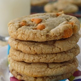 Soft and chewy gluten free cookies with smooth milk chocolate chips and a handful of sweet butterscotch morsels using Cup 4 Cup Gluten Free Flour.