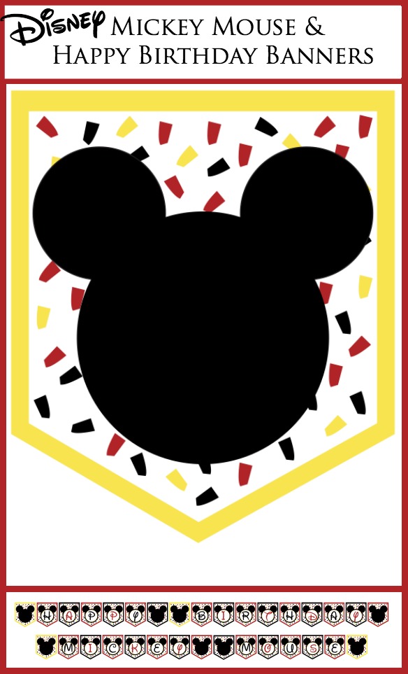 Disney Mickey Mouse and Happy Birthday Banners (2 free printable banner options)