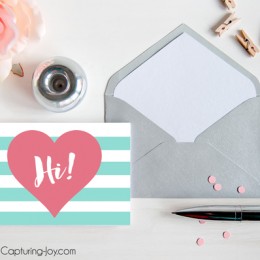 Free Printable Retro Notecards | Grab these free printable notecards in four fun designs! Dawn Nicole Designs for Capturing-Joy.com