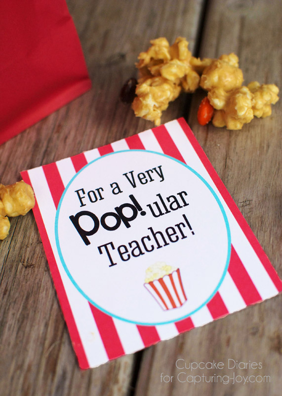 Peanut Butter Popcorn Teacher Gift with Printable Tag Capturing Joy