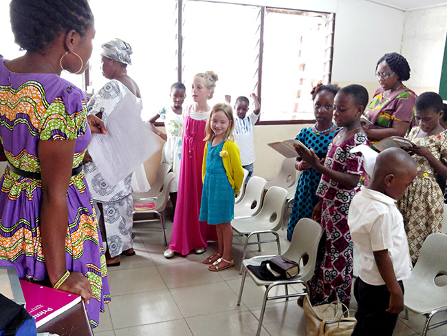 girls singing in Ghana Primary