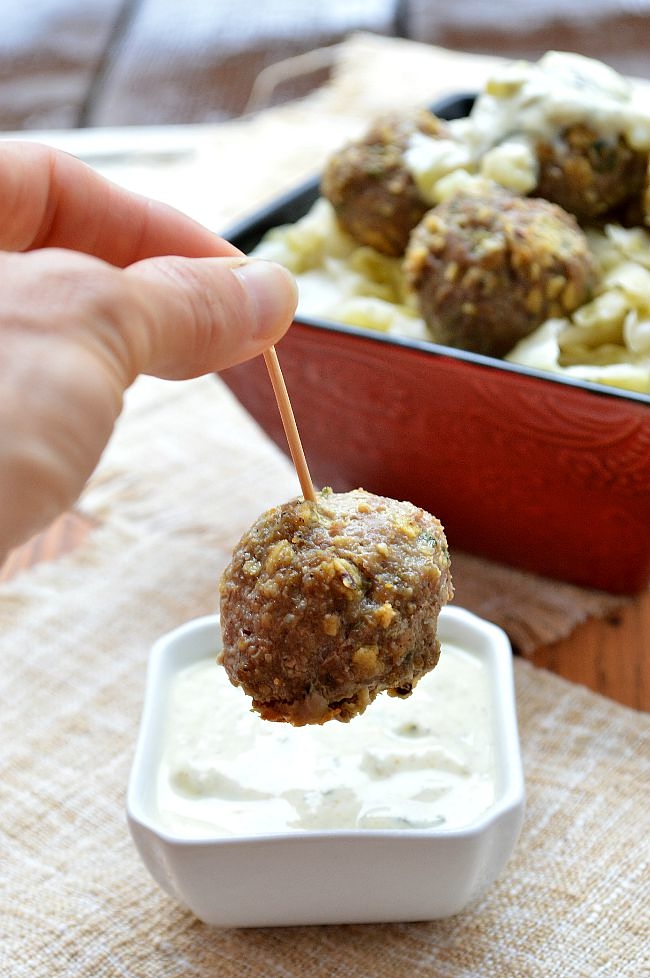 These Gluten Free Curry Turkey Meatballs with Cucumber Yogurt Sauce can be made ahead of time and baked for those busy weeknight dinners. You can also make these meatballs as a satisfying appetizer for any dinner party.