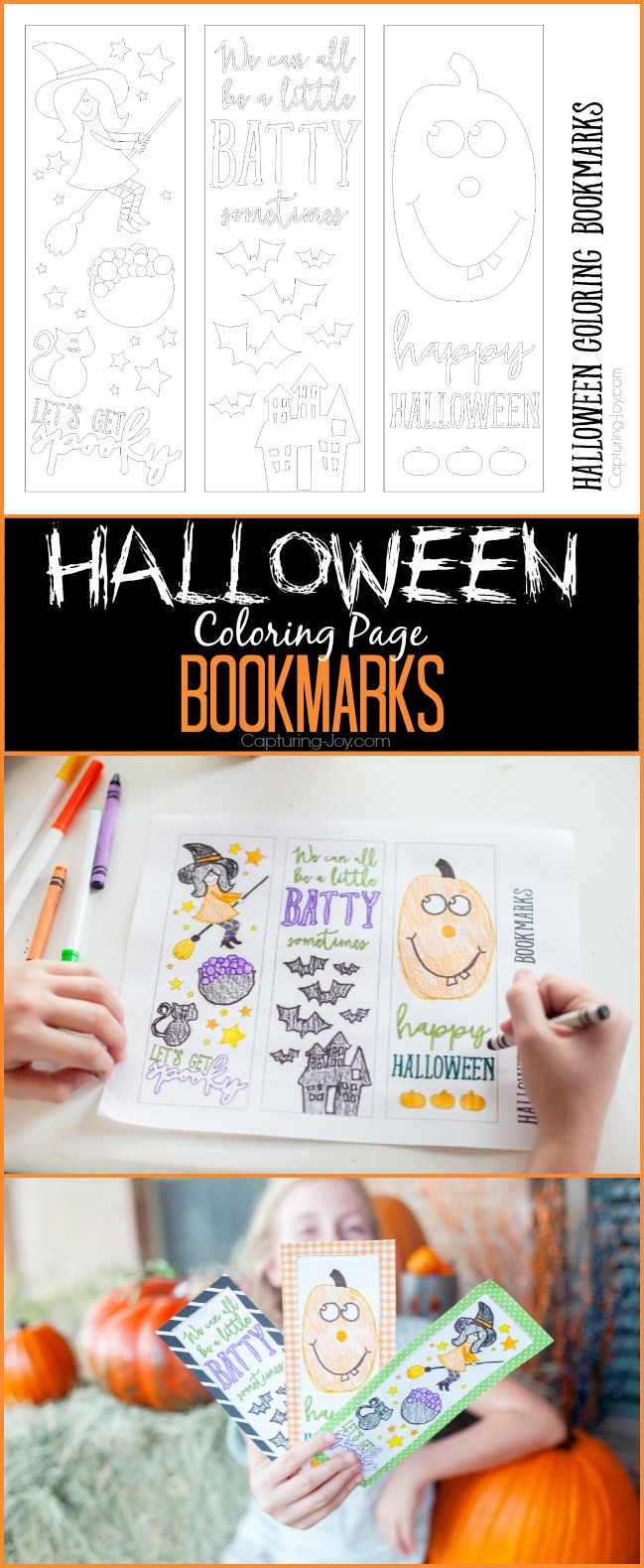 Halloween bookmarks coloring page