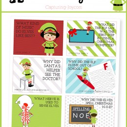 24 days of Elf on a Shelf jokes. Put them in lunches or tape them near an elf or use as gift tags.