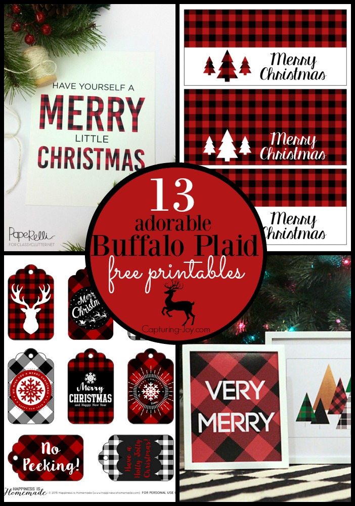 13 adorable buffalo plaid free printables for Christmas holiday wrapping and decoration