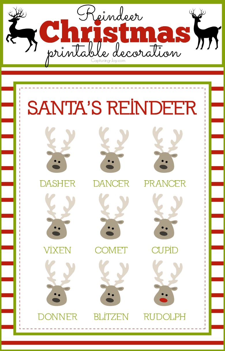 Santa's Reindeer Specimen Art Printable Decoration, great Christmas decor, gift tag, or gift!
