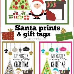 Santa 8x10 print and gift tags for Christmas