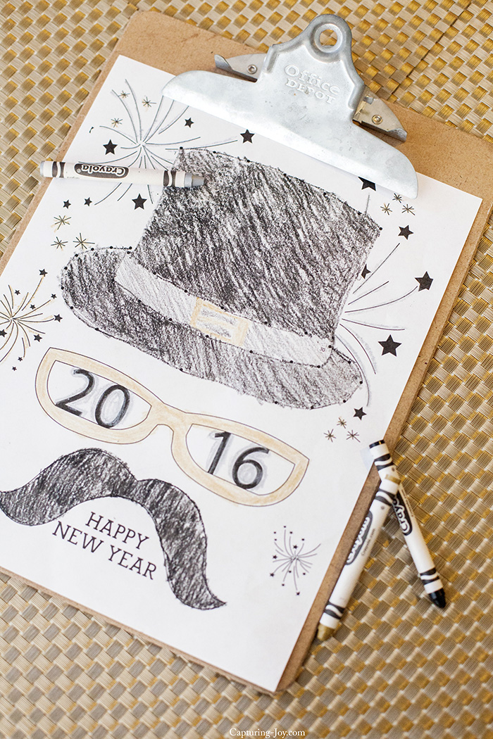 top hat new years free coloring page