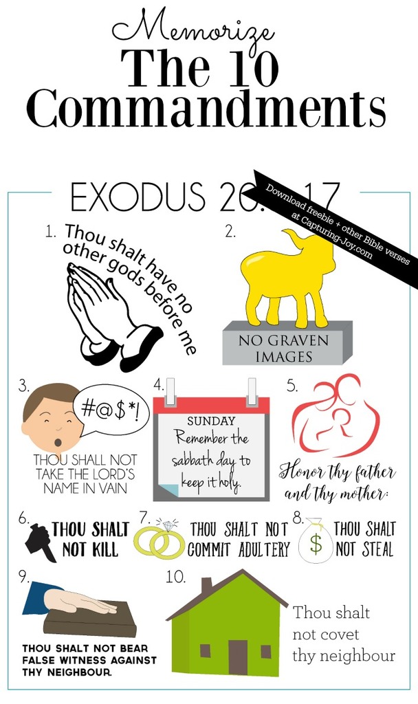 Memorize the 10 Commandments in the Old Testament Bible verse