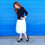 Style white tulle skirt blue wall