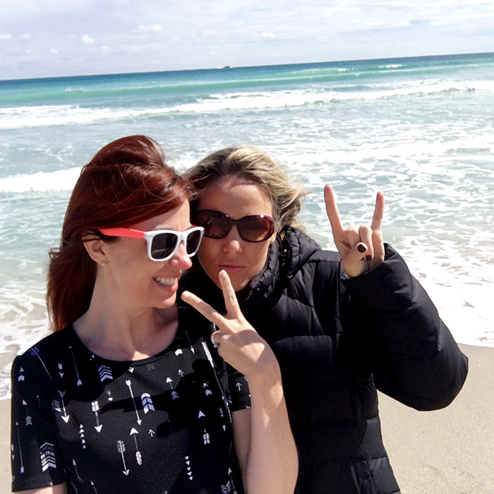 windy beach selfie
