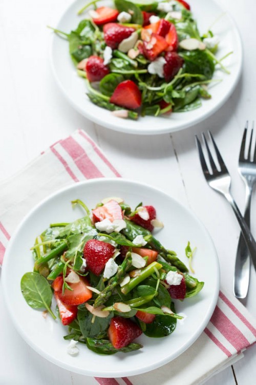 Strawberry and Spinach and Asparagus Salad