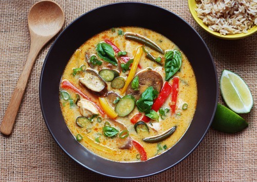lemongrass coconut curry with summer vegetables