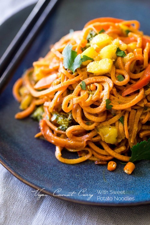sweet potato noodles with coconut curry