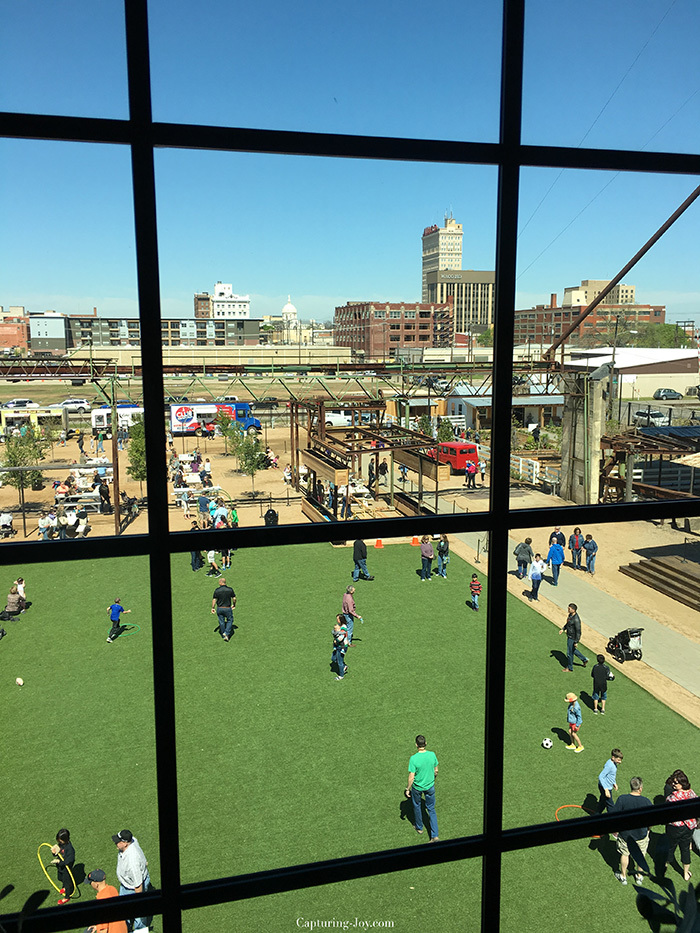 view from Chip Gaines office at Magnolia Market