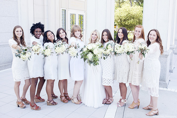 Bridesmaids and floral bouquets