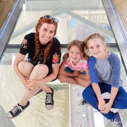 Glass floor on Tower Bridge in London