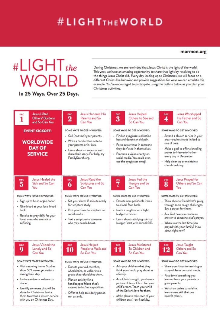 Light The World Day Of Service And Calendar Capturing Joy With 