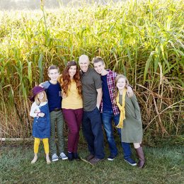 family pictures at corn maze
