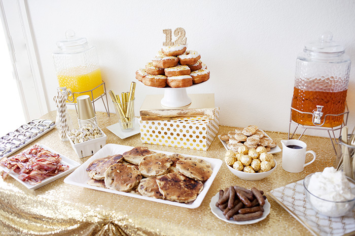 Golden Birthday Party food table