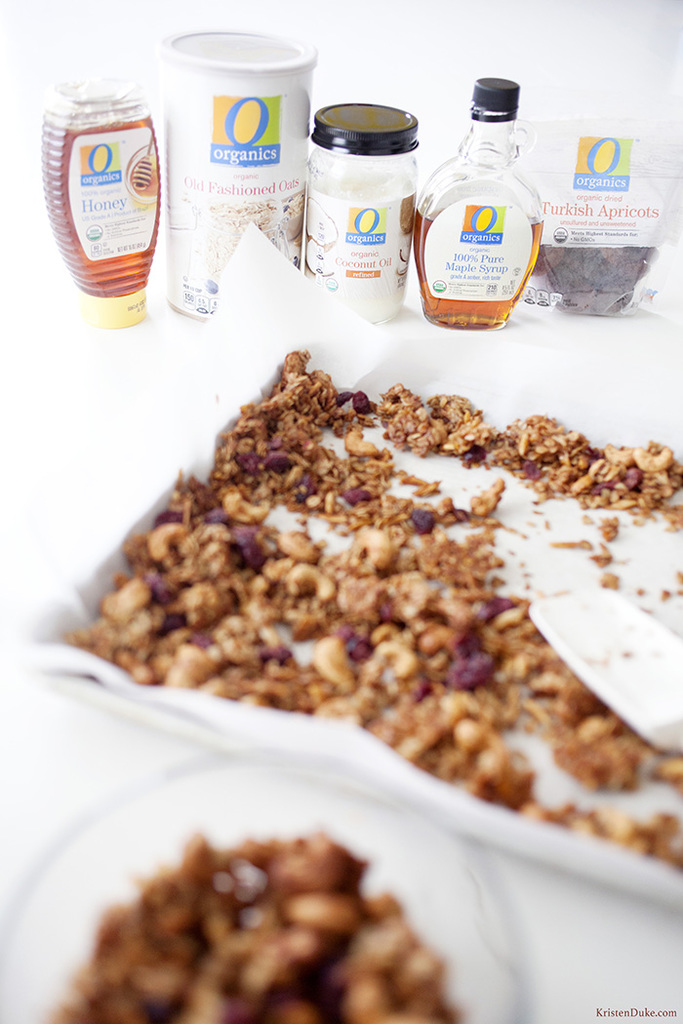 no sugar granola on parchment lined baking sheet