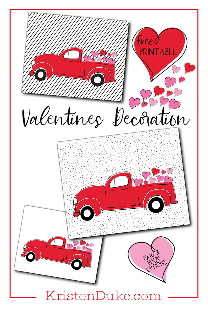 red truck valentines decoration 